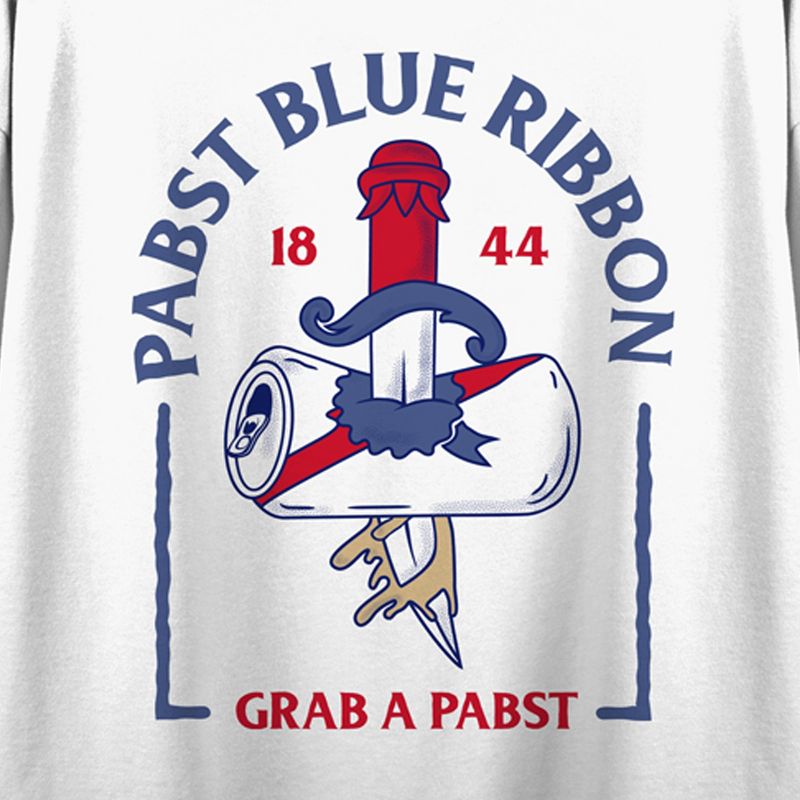 Pabst Blue Ribbon "Grab A Pabst" Women's White Crop Tee, 4 of 5