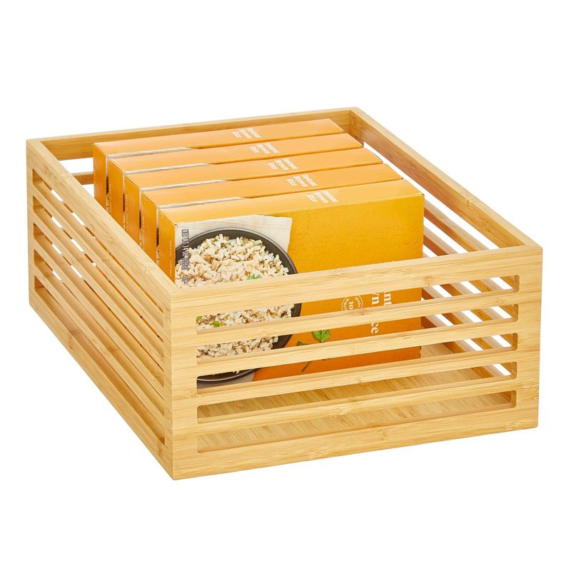 mDesign Bamboo Wood Slotted Kitchen Pantry Organizer Bin - 3 Pack - Natural, 5 of 7