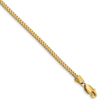 Black Bow Jewelry 2mm, 14k Yellow Gold, Solid Franco Chain Bracelet