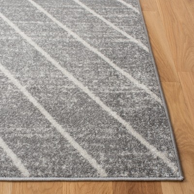 Grey and Ivory Geometric 6' x 6' Square Area Rug