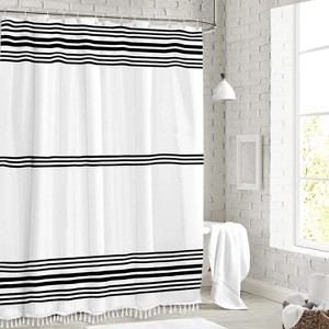 LunaLulinlk Shower Curtain Striped with Tassel Modern Bathroom Curtains - 1 of 4