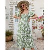 Clearlove Women 2025 Puff Sleeve Square Neck Dresses Smocked Aline Ruffle Tiered Flowy Beach Dress - 2 of 4