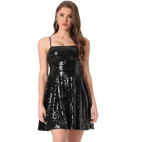 Sparky Black Spaghetti Straps Tulle Sequin Layered Long Birthday Evening Dress Party Dress