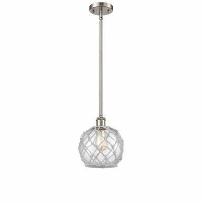 Farmhouse Rope - 1 Light Stem Hung Mini Pendant In Industrial Style-10 Inches Tall and 8 Inches Wide