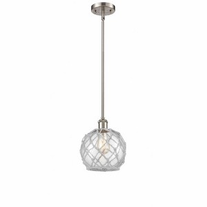 Farmhouse Rope - 1 Light Stem Hung Mini Pendant In Industrial Style-10 Inches Tall and 8 Inches Wide - 1 of 1