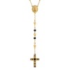 Steeltime 32" two tone 18k gold plated stainless steel and black ip rosary necklace - 2 of 4