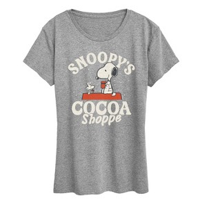 Women's - Peanuts - Snoopys Cocoa Shoppe Short Sleeve Graphic T-Shirt - 1 of 4