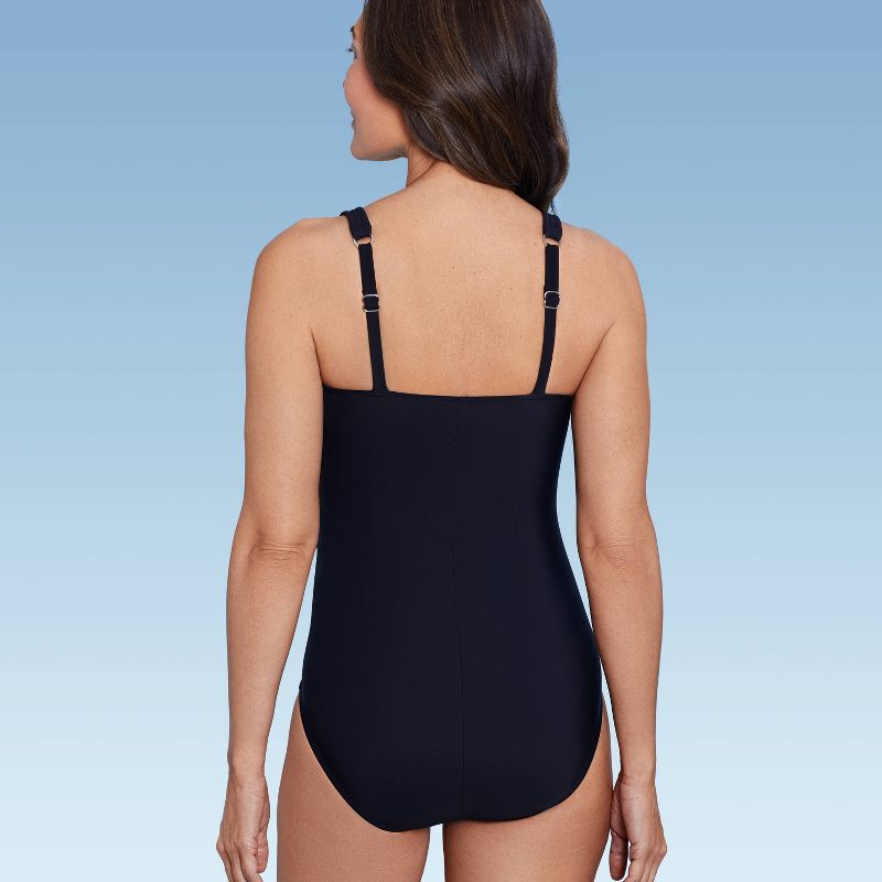 Women's UPF 50 Waist Detail Over the Shoulder One Piece Swimsuit - Aqua Green®, 3 of 14