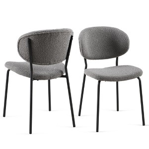 Sapphtopaz Modern Dining Chairs Boucle Upholstered Chair with Curved Backrest and Metal Legs, Chairs for Dining Room, Living Room - 1 of 4