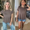EXLURA Womens Summer Cute Crop Tops Short Sleeve Pleated T-shirts Crewneck Blouse - 4 of 4