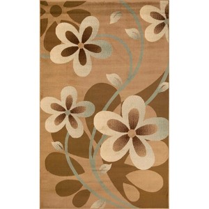 Modern Bohemian Oversized Flower with Vines Power-Loomed Living Room Bedroom Entryway Indoor Area Rug or Runner by Blue Nile Mills - 1 of 4