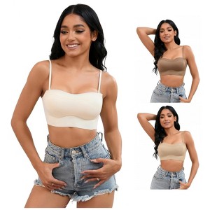 INSPIRE CHIC 3 Pcs Women's Push Up U Back Adjustable Straps Full Cup Wirefree Tube Convertible Bras - 1 of 4