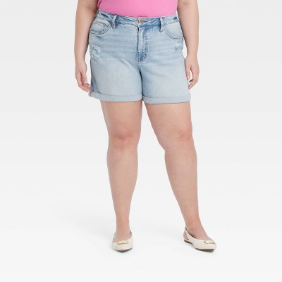 Women's High-Rise Midi Jean Shorts - Ava & Viv™