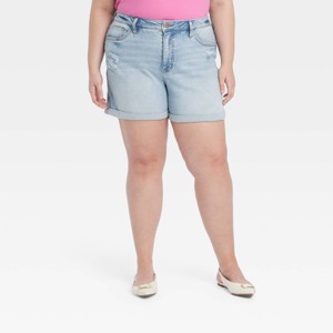 Women's High-Rise Midi Jean Shorts - Ava & Viv™ - 1 of 3