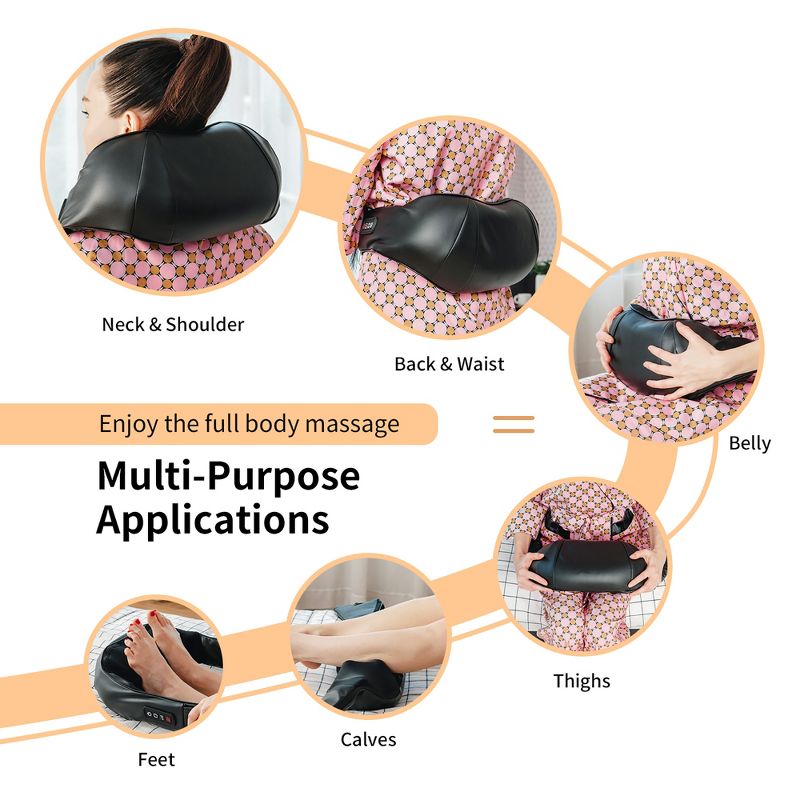 Costway Shiatsu Neck Back Shoulder Massager w/ Heat Deep Tissue 3D-Kneading, 5 of 11