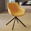 LeisureMod Markley Leather Dining Chair with 360-Degree Swivel Armchair and Powder-Coated Iron Legs Set of 2 - 2 of 4