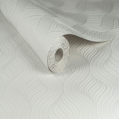 White Embossed Paintable Geometric Wallpaper Roll
