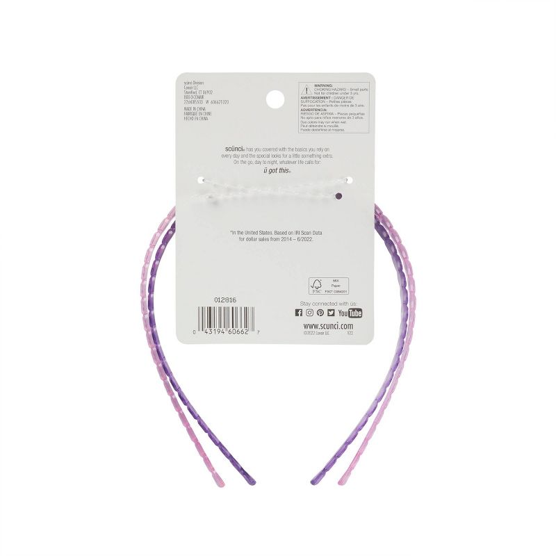sc&#252;nci Kids Thin Glitter Hearts Plastic Headbands - Pink/Purple - 2pcs, 3 of 5