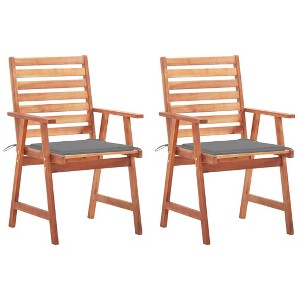 vidaXL Outdoor Chair Set of 2 Grey, Natural Wood - 1 of 4
