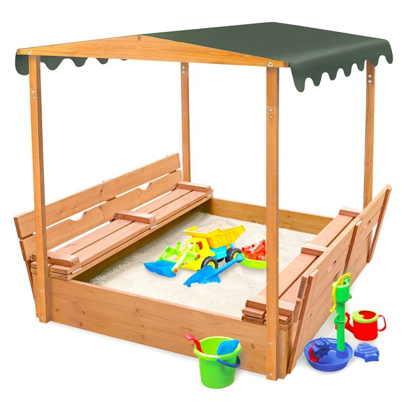 Badger Basket Covered Convertible Cedar Sandbox with Canopy and Two Bench Seats, 5 of 9