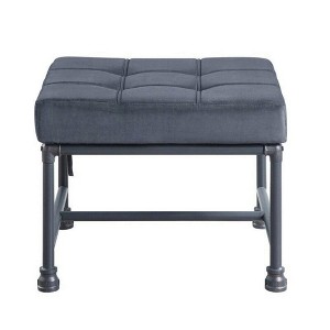 Simple Relax Velvet Ottoman with Metal Legs in Gray and Sandy Gray - 1 of 4