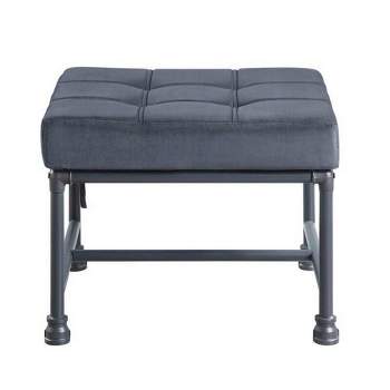 Simple Relax Velvet Ottoman with Metal Legs in Gray and Sandy Gray