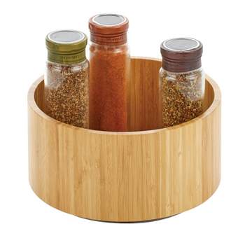 mDesign Round Bamboo Lazy Susan Spinner for Kitchen or Pantry