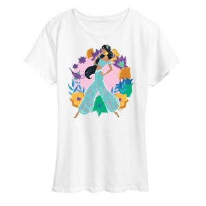 Women's - Disney Princess - Jasmine And Florals Short Sleeve Graphic T-Shirt - 1 of 4