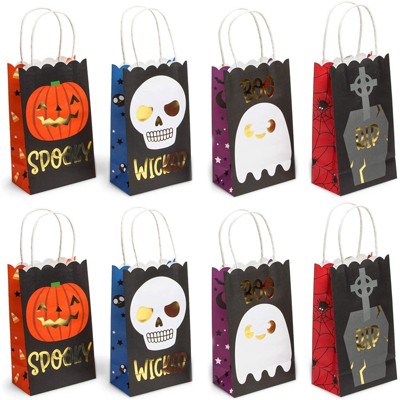 Spooky Central 24-Pack Halloween Paper Party Favor Bags Small Gift Bags with Handles (Gold Foil, 5 x 9 x 3 In)