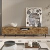 Gulches Natural Wood TV Stand Entertainment Center Fits TVs up to 85 in with Checkered Pattern 4 Doors 1 Drawer Open Shelf - 2 of 4