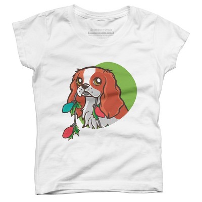 Girl's Design By Humans Super Cute Dog Paws Print Christmas Tree T-Shirt By rasok T-Shirt