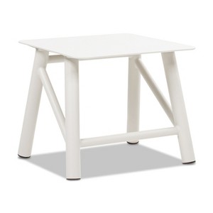 Jennifer Taylor Home Atlas 19.5" Square Outdoor Patio Side Table in Light Beige Gray Aluminum - 1 of 4