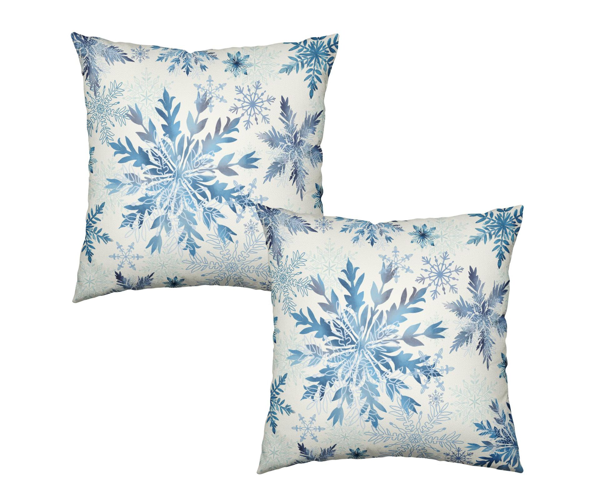 Set of 2 Winter Snowflake Pillow Covers Blue Christmas Decorative Throw Pillow Cases 18x18 Inch