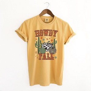 Simply Sage Market Women's Howdy Fall Cactus Short Sleeve Garment Dyed Tee - 1 of 2
