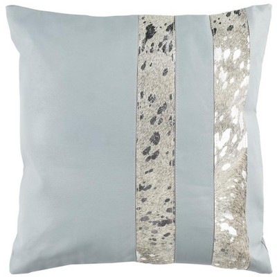 Kinston Metallic Cowhide Pillow - Grey/Silver - 20"X20" - Safavieh