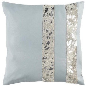 Kinston Metallic Cowhide Pillow - Grey/Silver - 20"X20" - Safavieh - 1 of 3