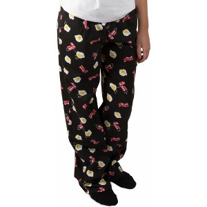 Pavilion Gift Company - Bacon and Eggs - XS Black Lounge Pants - Pajama Bottoms - 1 of 4