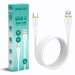 PHILCO 20W 4Ft  USB-A To USB-C Cable, Silicone, High-Speed Data Transfer, Compatible with USB-C Devices - 1 of 4