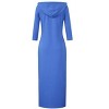 Womens Hoodie Sweat Dress 3/4 Sleeve Slim Fit Hooded Maxi Dress Stripe Summer Dress Soft Lounge Dress - 2 of 2