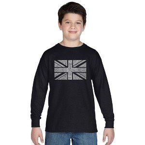 LA Pop Art Boy's Word Art Long Sleeve - UNION JACK - 1 of 4