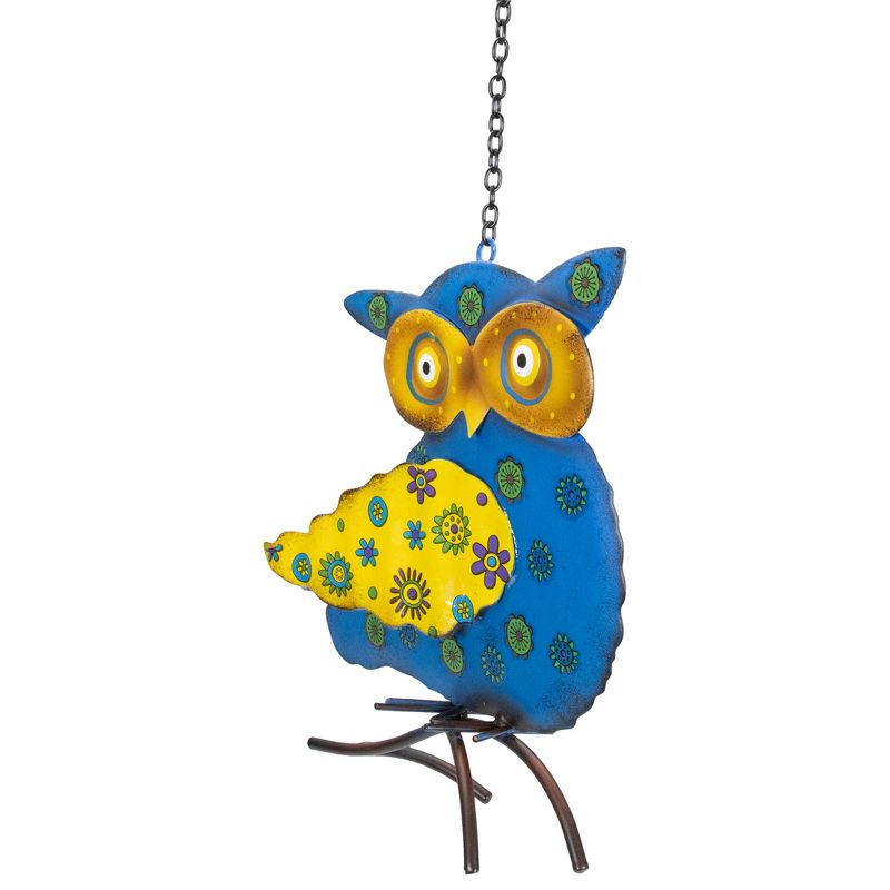 Northlight 7.75" Blue and Yellow Metal Owl Outdoor Wall Hanging, 3 of 6