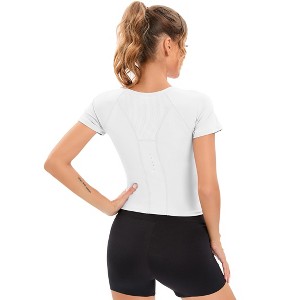 Workout Crop Tops for Women Slim-Fit Athletic Long Sleeve/Short Sleeve Tee Gym Running Yoga Casual Tight Shirts XS-XL - 1 of 4
