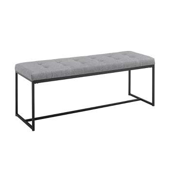 48" Upholstered Bench with Metal Base Gray - Saracina Home