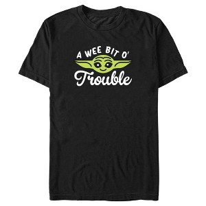 Men's Star Wars: The Mandalorian St. Patrick's Day Grogu A Wee Bit O' Trouble T-Shirt - 1 of 4