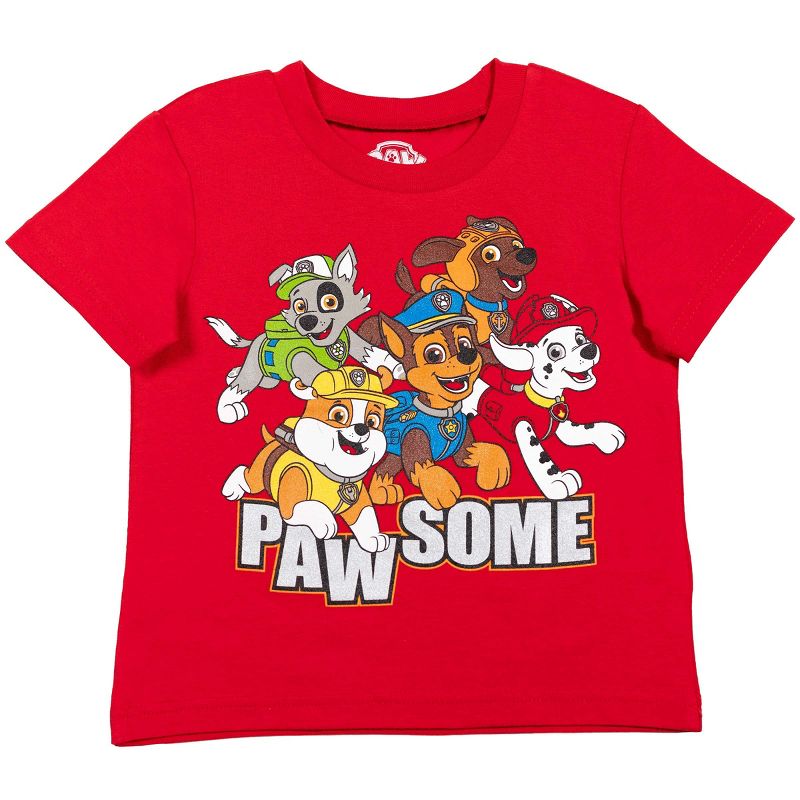 PAW Patrol Chase Marshall Rubble Zuma Little Boys T-Shirt Shorts Set Red/Blue , 3 of 8