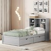 Streamdale Modern Twin Bed Frame with USB Headboard and Grey Drawers - 3 of 4