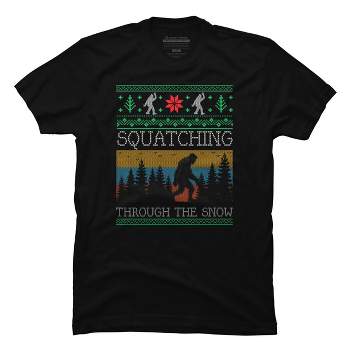 Men's Design By Humans Christmas Retro Sasquatch Vintage Bigfoot Ugly Christmas Sweater By pahari T-Shirt