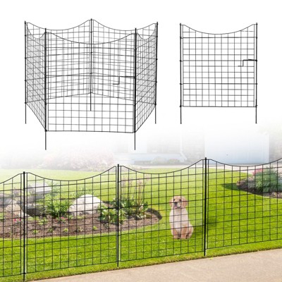 Munora 5-Panel Metal Garden Fence - 36"(L)×39"(H) Decorative No-Dig Barrier with Gate - Rustproof Animal/Dog Border for Yard, Patio, Outdoor