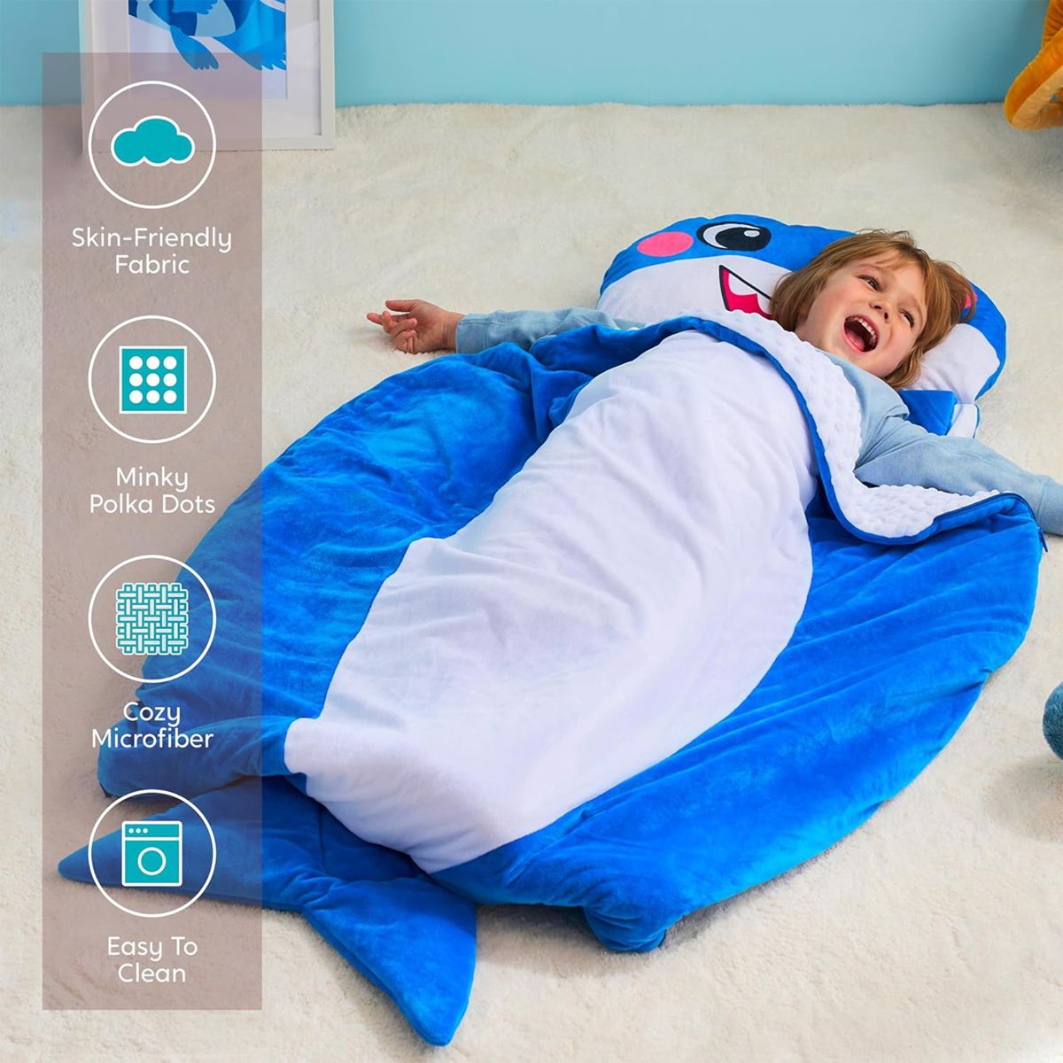 Joyfy Kids Sleeping Bag 4 5 6 Year Old Boys Girl Gifts Toddler Nap Mat with Pillow & Blanket Kids Soft Plush Sleeping Mat for Preschool Kids - thumbnail 3
