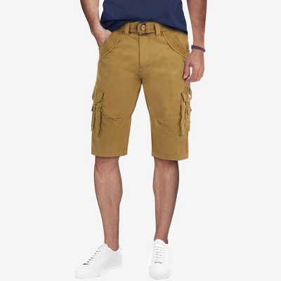 X RAY Men's Belted 12.5" Inseam Knee Length Cargo Shorts (plus size shorts in available)